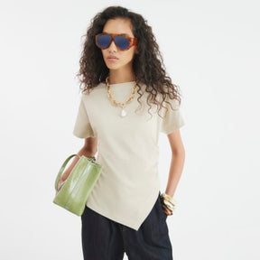 Beige Short Sleeve Drape Side T-shirt