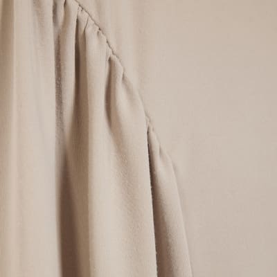 Beige Short Sleeve Fitted Waist Maxi Dress
