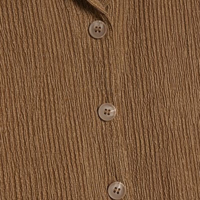 Beige Short Sleeve Textured Shirt