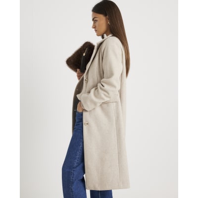 Beige Single Breasted Coat