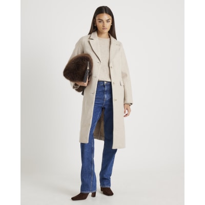 Beige Single Breasted Coat