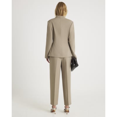 Beige Straight Leg Trousers
