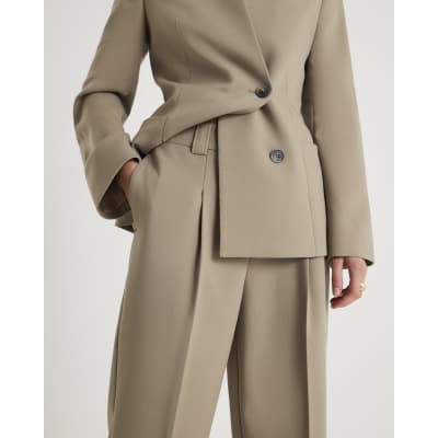 Beige Straight Leg Trousers