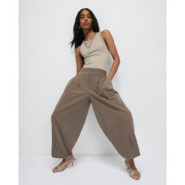 Beige Tailored Balloon Leg Trousers