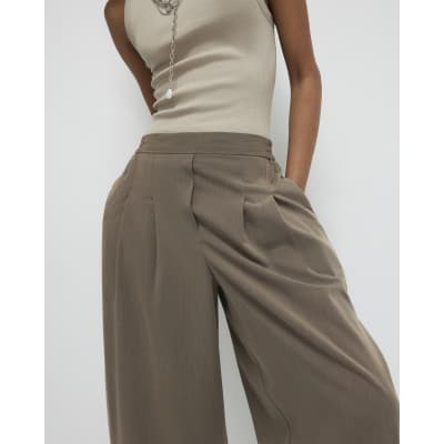 Beige Tailored Balloon Leg Trousers