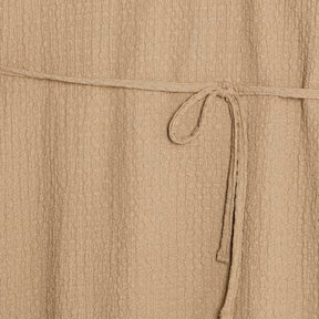 Beige Textured Belted Dress
