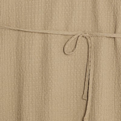 Beige Textured Belted Dress