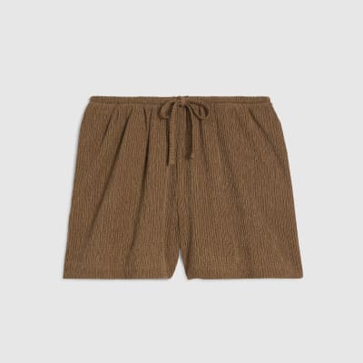 Beige Textured Shorts
