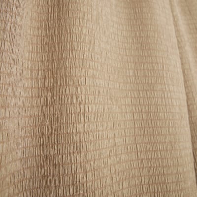 Beige Textured Wide Leg Trousers