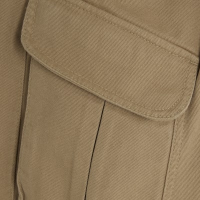 Beige Twill Pocketed Cargo Trousers
