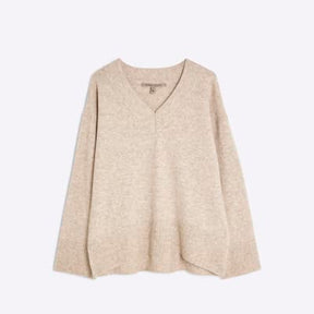 Beige V Neck Jumper