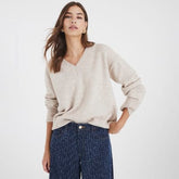 Beige V Neck Jumper