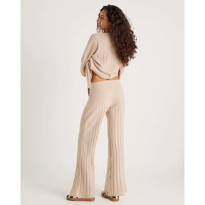 Beige Wide Ribbed Trousers