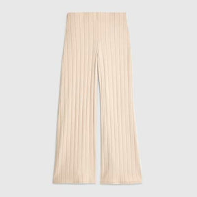 Beige Wide Ribbed Trousers