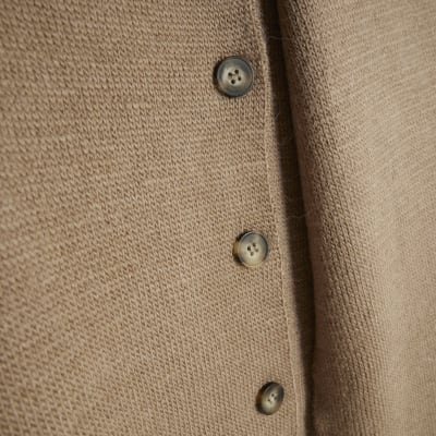 Beige Wrap Scarf Knitted Cardigan