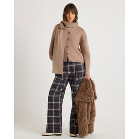 Beige Wrap Scarf Knitted Cardigan