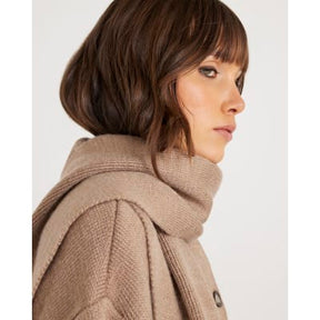 Beige Wrap Scarf Knitted Cardigan