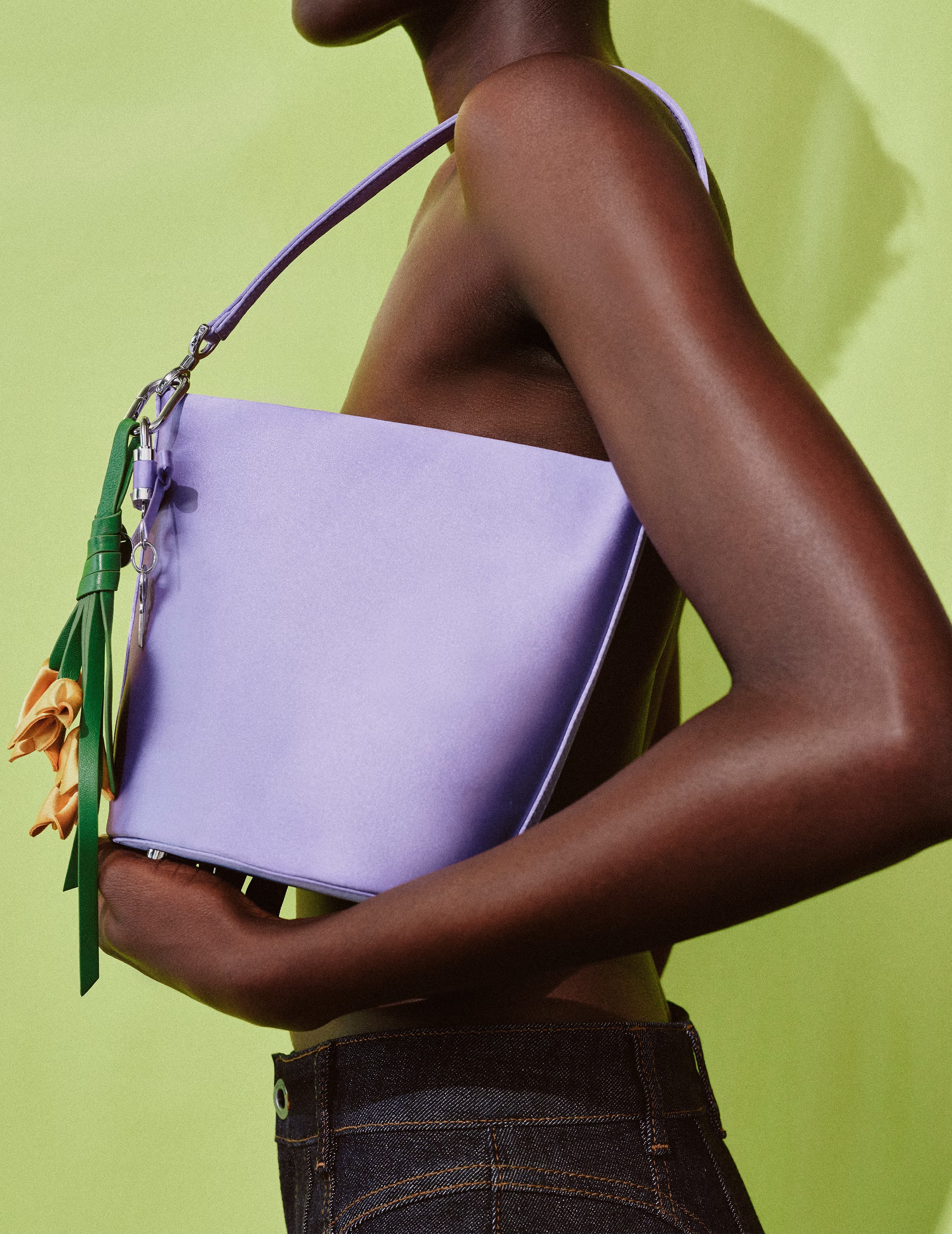 Lilac Satin Bucket Bag