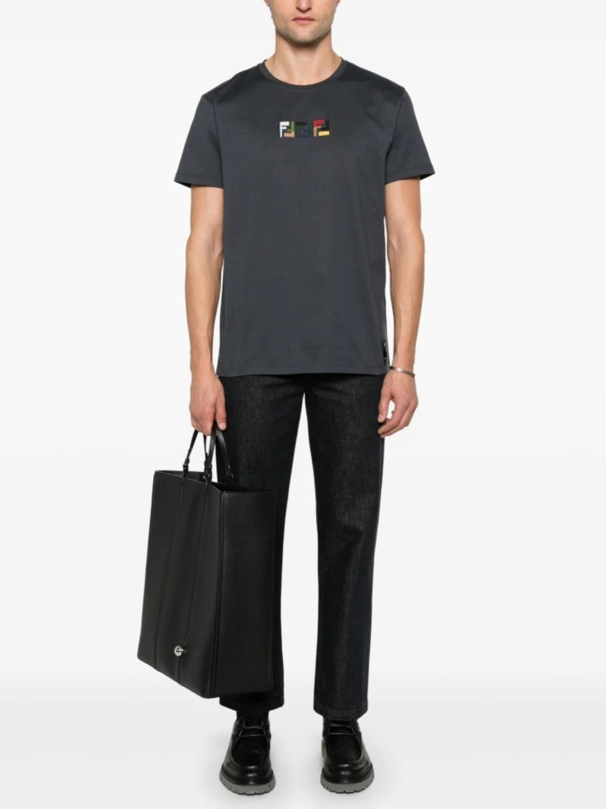 Fendi Triple FF Logo T-Shirt in Navy