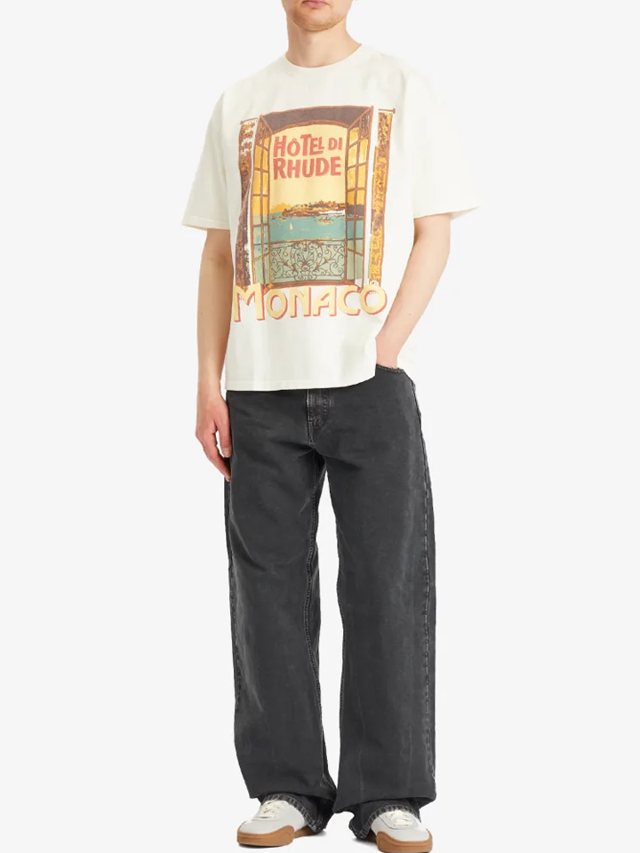 Rhude Hotel di Monaco T-Shirt in Vintage White