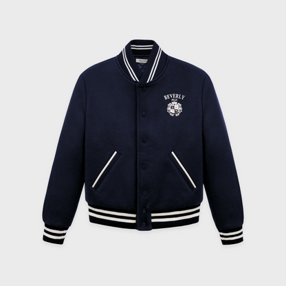 BH Crest Wool Varsity Jacket - Navy/White