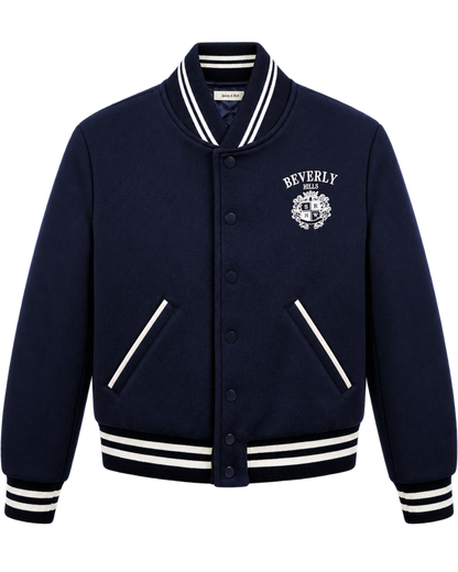 BH Crest Wool Varsity Jacket - Navy/White