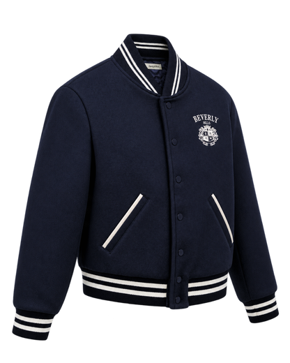 BH Crest Wool Varsity Jacket - Navy/White