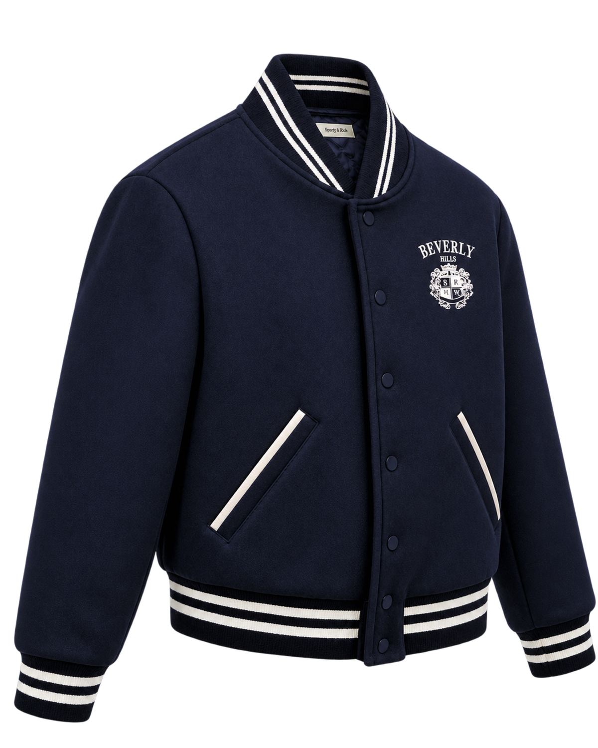 BH Crest Wool Varsity Jacket - Navy/White