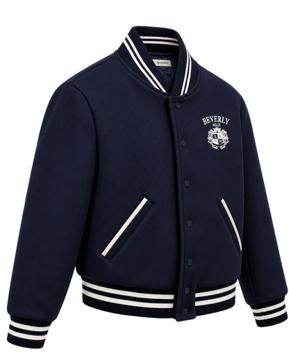 BH Crest Wool Varsity Jacket - Navy/White