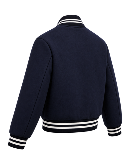 BH Crest Wool Varsity Jacket - Navy/White