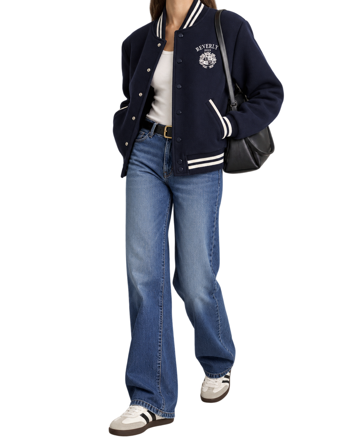 BH Crest Wool Varsity Jacket - Navy/White