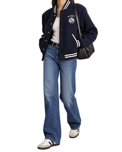 BH Crest Wool Varsity Jacket - Navy/White