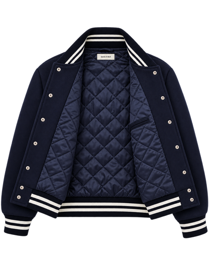 BH Crest Wool Varsity Jacket - Navy/White