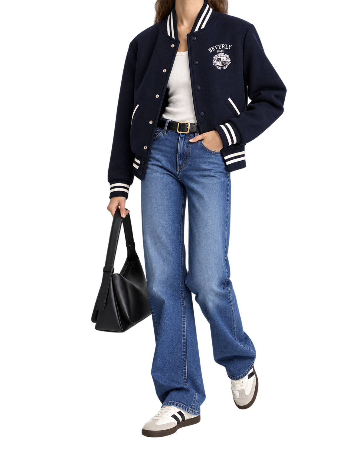 BH Crest Wool Varsity Jacket - Navy/White