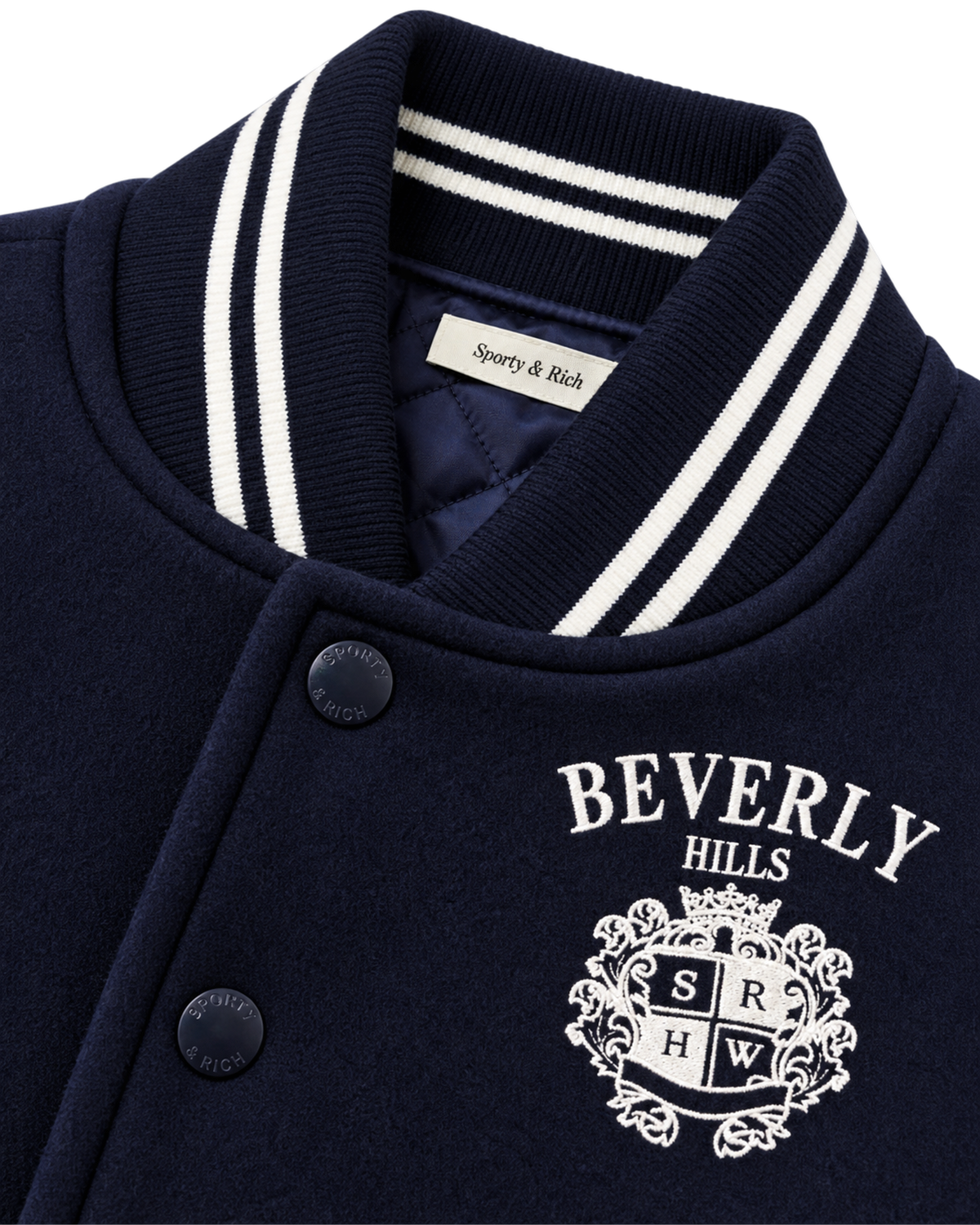 BH Crest Wool Varsity Jacket - Navy/White