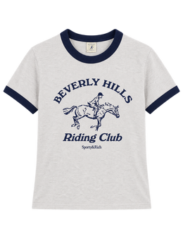 BH Riding Club Ringer Tee - Heather Gray/Dark Navy