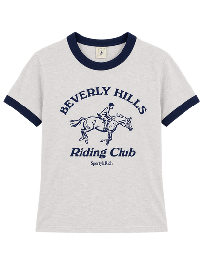 BH Riding Club Ringer Tee - Heather Gray/Dark Navy