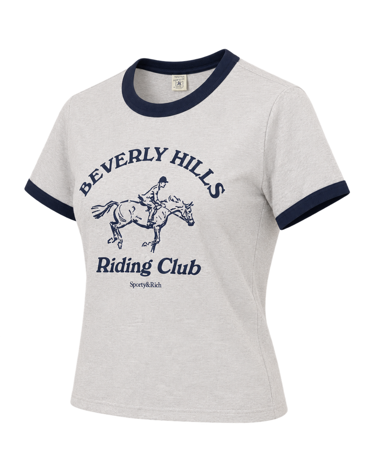 BH Riding Club Ringer Tee - Heather Gray/Dark Navy