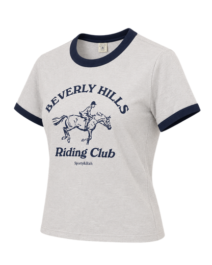 BH Riding Club Ringer Tee - Heather Gray/Dark Navy