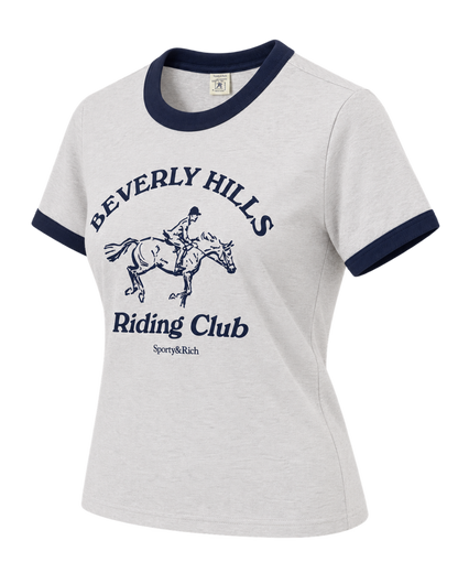 BH Riding Club Ringer Tee - Heather Gray/Dark Navy