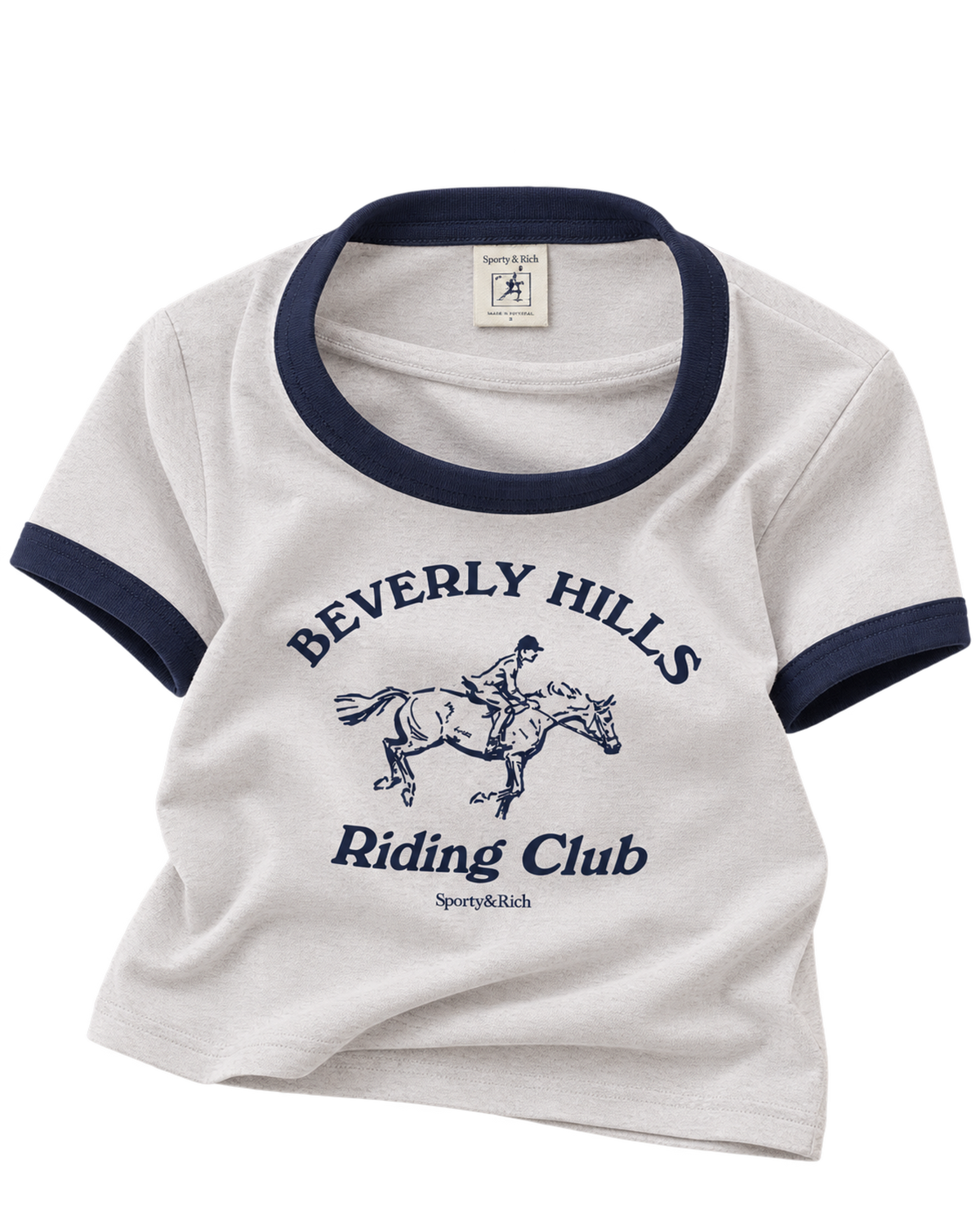 BH Riding Club Ringer Tee - Heather Gray/Dark Navy