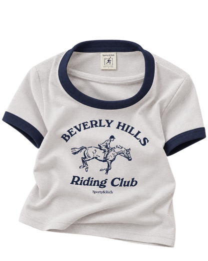 BH Riding Club Ringer Tee - Heather Gray/Dark Navy