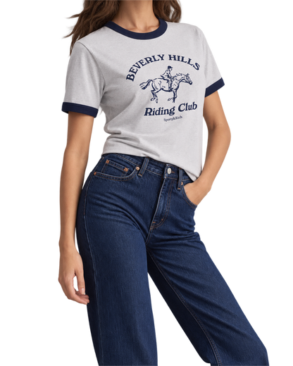 BH Riding Club Ringer Tee - Heather Gray/Dark Navy