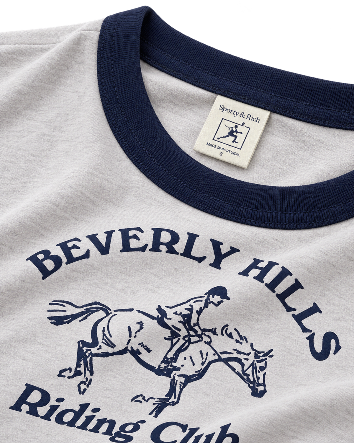 BH Riding Club Ringer Tee - Heather Gray/Dark Navy
