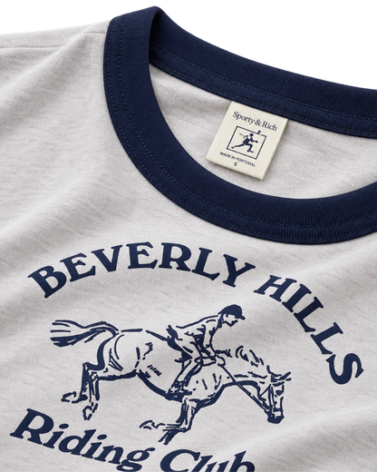 BH Riding Club Ringer Tee - Heather Gray/Dark Navy