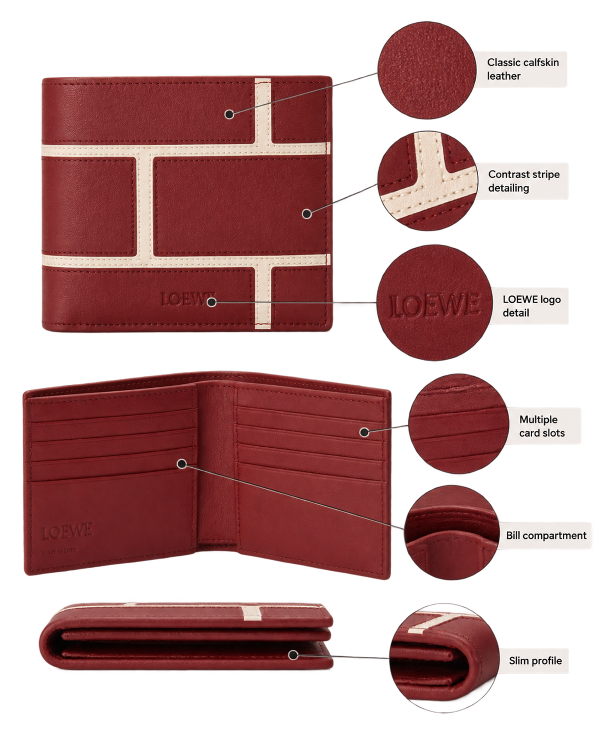 Bifold wallet in classic calfskin
