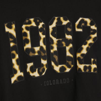Black 1982 Leopard Print T-Shirt