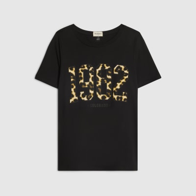 Black 1982 Leopard Print T-Shirt