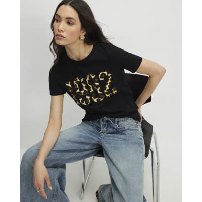 Black 1982 Leopard Print T-Shirt