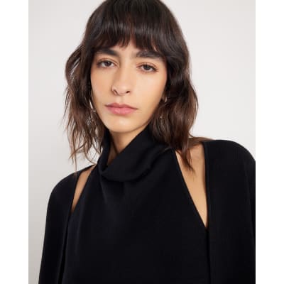 Black 2 in 1 Drape Top